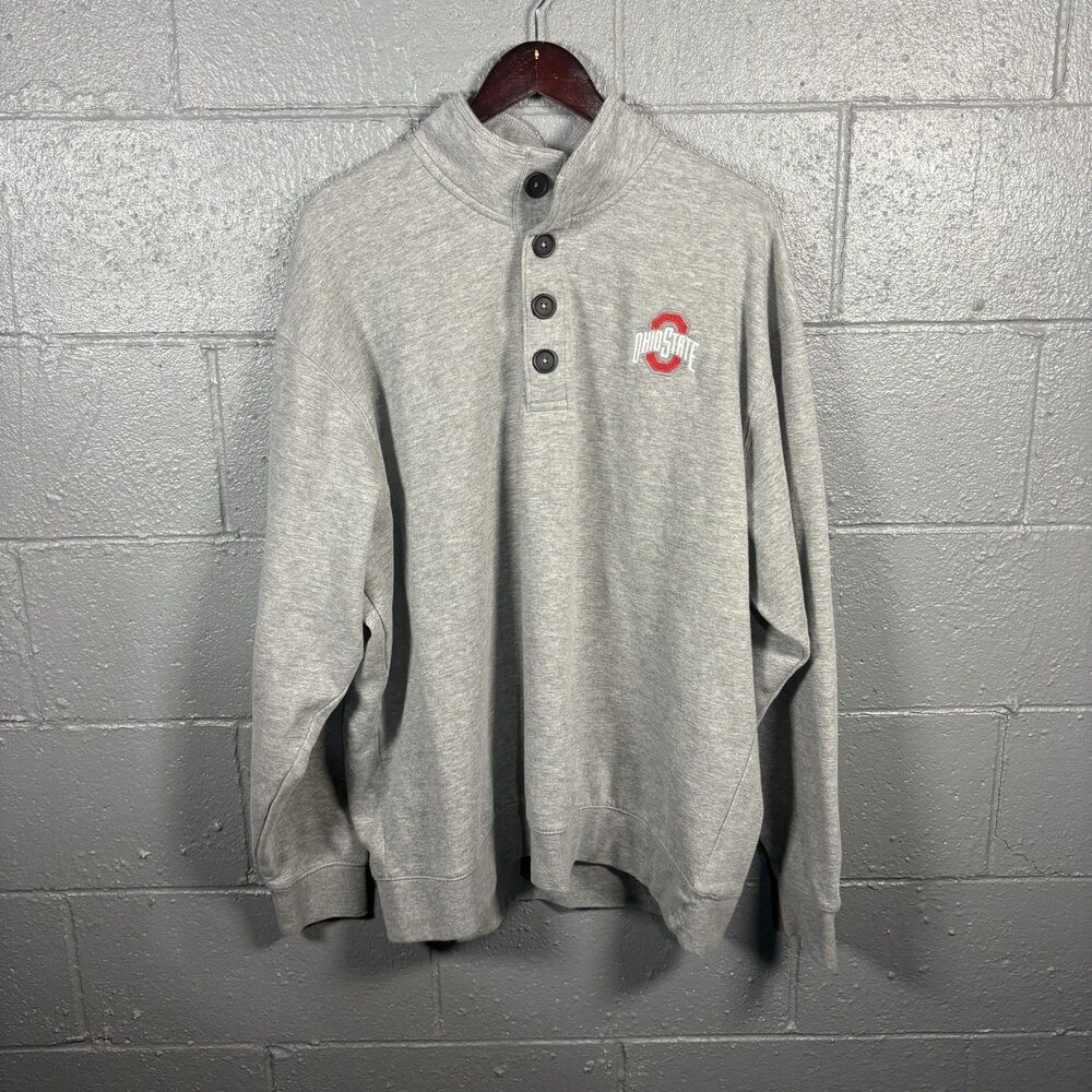 Champion Ohio State Buckeyes Sweatshirt Men’s 2XL Gray Button Mock Neck
